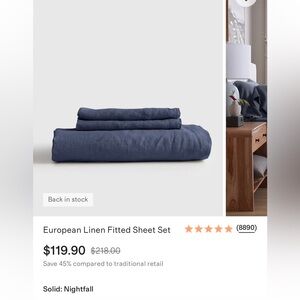 Quince European Linen fitted sheet set/Nightfall/Queen